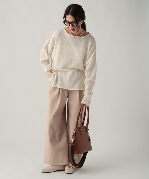 Elura（エルーラ）の「ペーパーヤーンニット/643327（ニット/セーター・レディース・ライトピンク/オフホワイト/チャコールグレー・FREE）」の6枚目の写真