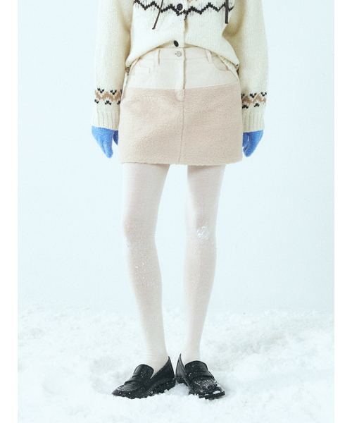 ETMON(エトモン)の「Mixed Shearling Mini Skirt, Cream(スカート・レディース・その他・S/M)」の1枚目の写真