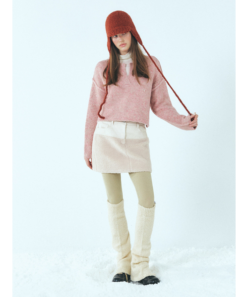 ETMON(エトモン)の「Mixed Shearling Mini Skirt, Cream(スカート・レディース・その他・S/M)」の2枚目の写真