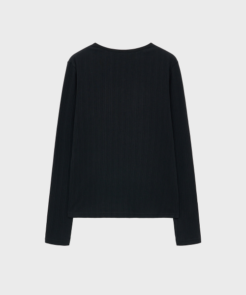 NOIRER FOR WOMAN(ノイアーフォーウーマン)の「ヘンリーネックロングスリーブTシャツ(ブラック)(シャツ/ブラウス・レディース・その他・FREE)」の3枚目の写真
