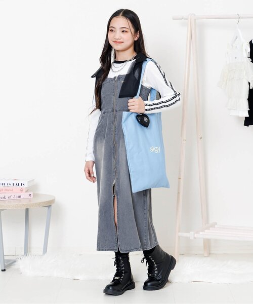 algy（アルジー）の「シャーリングロンT（Tシャツ/カットソー・キッズ・オフホワイト/ブラック/サックスブルー・130/140/150/160）」の7枚目の写真