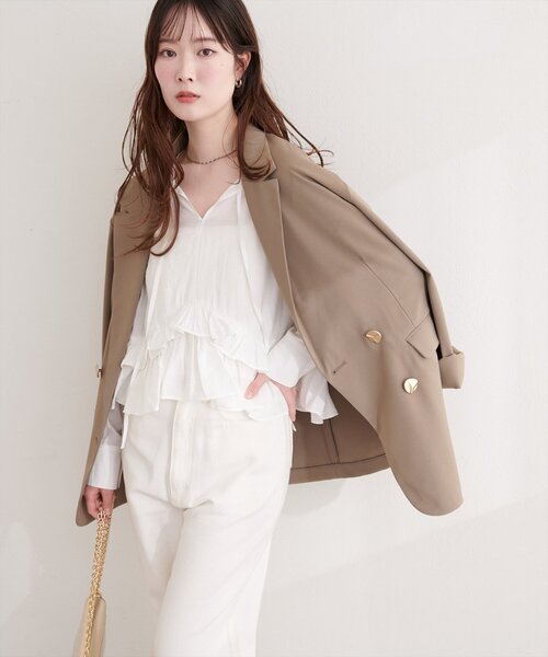 natural couture（ナチュラルクチュール）の「ティアードフリルブラウス（シャツ/ブラウス・レディース・ピンク/イエロー/ブルー/オフホワイト・FREE）」の7枚目の写真