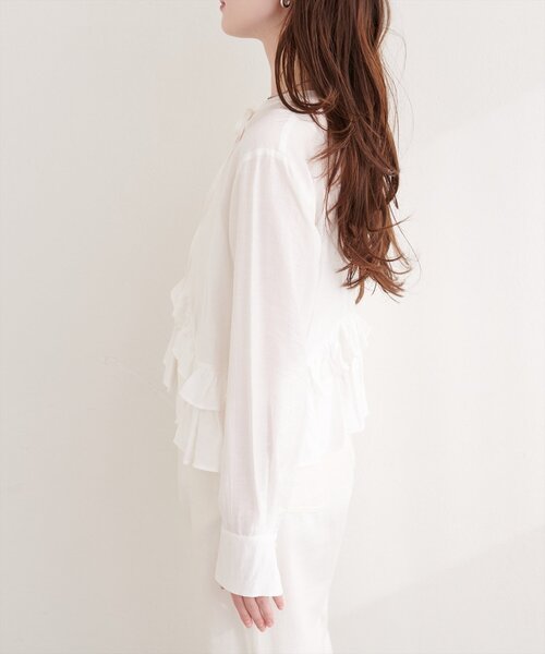 natural couture（ナチュラルクチュール）の「ティアードフリルブラウス（シャツ/ブラウス・レディース・ピンク/イエロー/ブルー/オフホワイト・FREE）」の10枚目の写真