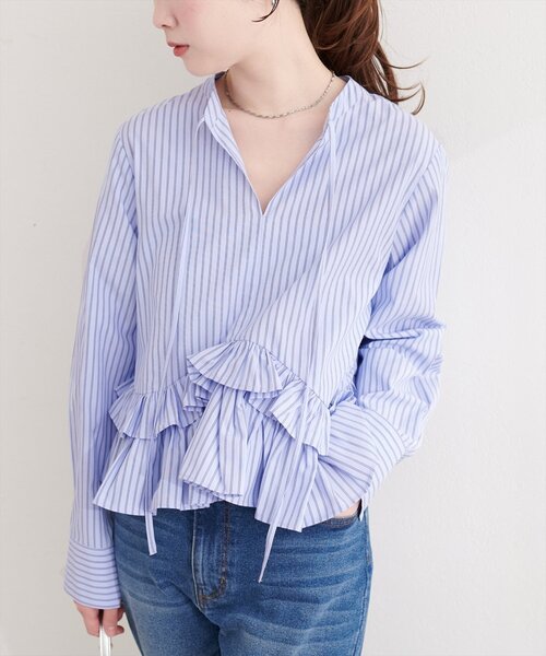 natural couture（ナチュラルクチュール）の「ティアードフリルブラウス（シャツ/ブラウス・レディース・ピンク/イエロー/ブルー/オフホワイト・FREE）」の15枚目の写真