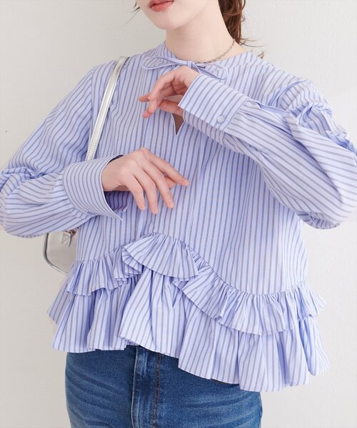 natural couture（ナチュラルクチュール）の「ティアードフリルブラウス（シャツ/ブラウス・レディース・ピンク/イエロー/ブルー/オフホワイト・FREE）」の16枚目の写真