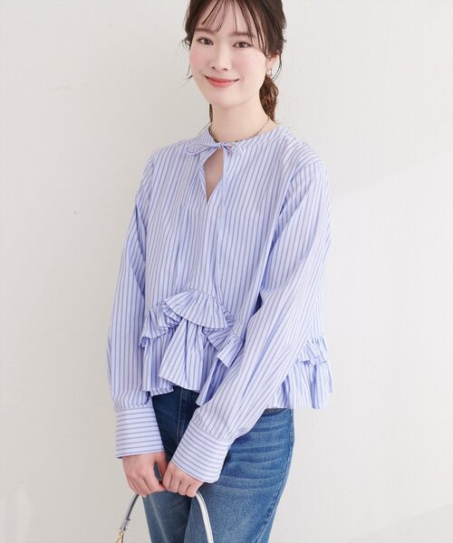 natural couture（ナチュラルクチュール）の「ティアードフリルブラウス（シャツ/ブラウス・レディース・ピンク/イエロー/ブルー/オフホワイト・FREE）」の17枚目の写真