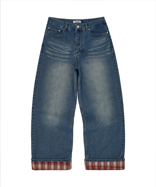 WaiKei（ワイケイ）の「チェックアプリケロールアップデニムパンツミディアムブルー（デニムパンツ・レディース・その他・4/3/2/1）」の3枚目の写真