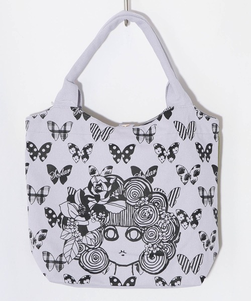 ScoLar（スカラー）の「661435：スカラーちゃん×蝶々柄配色ランチトートバッグ（トートバッグ・レディース・ピンク/グリーン/オレンジ/パープル/ネイビー/グレー/サックスブルー/カーキ/ブラック/アイボリー・FREE）」の8枚目の写真