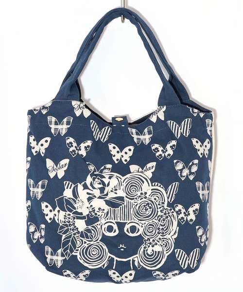 ScoLar（スカラー）の「661435：スカラーちゃん×蝶々柄配色ランチトートバッグ（トートバッグ・レディース・ピンク/グリーン/オレンジ/パープル/ネイビー/グレー/サックスブルー/カーキ/ブラック/アイボリー・FREE）」の6枚目の写真