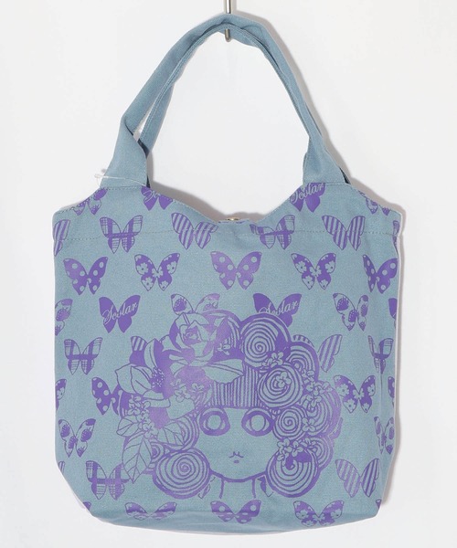 ScoLar（スカラー）の「661435：スカラーちゃん×蝶々柄配色ランチトートバッグ（トートバッグ・レディース・ピンク/グリーン/オレンジ/パープル/ネイビー/グレー/サックスブルー/カーキ/ブラック/アイボリー・FREE）」の7枚目の写真