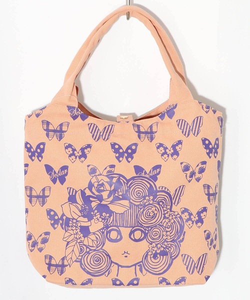 ScoLar（スカラー）の「661435：スカラーちゃん×蝶々柄配色ランチトートバッグ（トートバッグ・レディース・ピンク/グリーン/オレンジ/パープル/ネイビー/グレー/サックスブルー/カーキ/ブラック/アイボリー・FREE）」の9枚目の写真