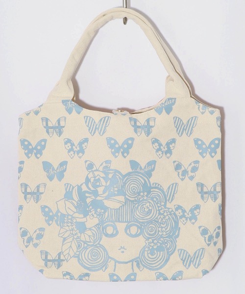 ScoLar（スカラー）の「661435：スカラーちゃん×蝶々柄配色ランチトートバッグ（トートバッグ・レディース・ピンク/グリーン/オレンジ/パープル/ネイビー/グレー/サックスブルー/カーキ/ブラック/アイボリー・FREE）」の16枚目の写真