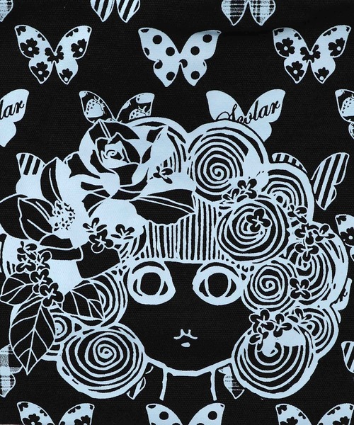 ScoLar（スカラー）の「661435：スカラーちゃん×蝶々柄配色ランチトートバッグ（トートバッグ・レディース・ピンク/グリーン/オレンジ/パープル/ネイビー/グレー/サックスブルー/カーキ/ブラック/アイボリー・FREE）」の22枚目の写真