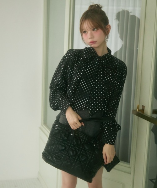 TITTY&CO.（ティティーアンドコー）の「ハートキルティングトートバッグ（トートバッグ・レディース・ブラック/ベージュ/アイボリー・FREE）」の9枚目の写真