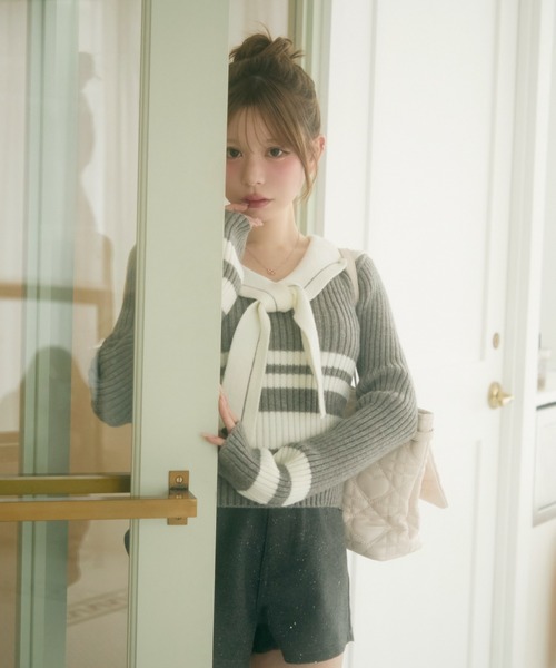 TITTY&CO.（ティティーアンドコー）の「ハートキルティングトートバッグ（トートバッグ・レディース・ブラック/ベージュ/アイボリー・FREE）」の6枚目の写真