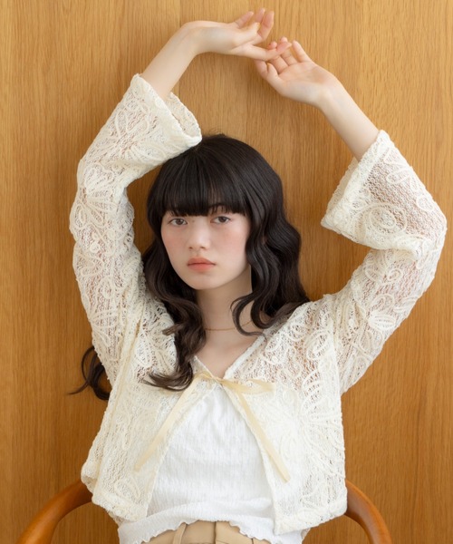 REMOON(リムーン)の「レースカーディガン(カーディガン/ボレロ・レディース・ベージュ/アイボリー・FREE)」の20枚目の写真