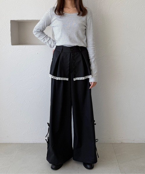 kutir（クティール）の「レースリボンレイヤードパンツ（その他パンツ・レディース・アイボリー/ブラック/チャコールグレー・SMALL/MEDIUM）」の13枚目の写真