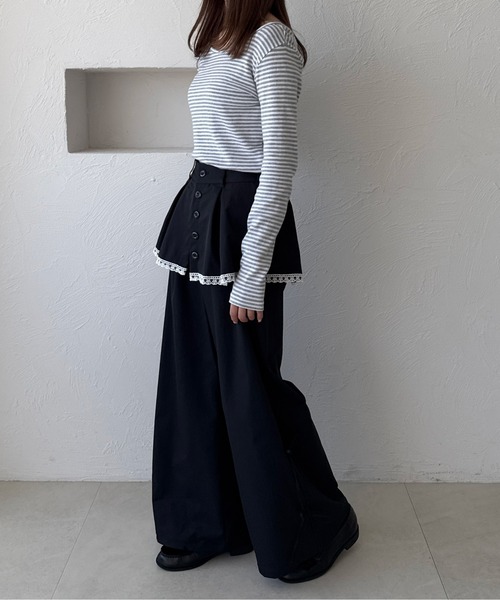 kutir（クティール）の「レースリボンレイヤードパンツ（その他パンツ・レディース・アイボリー/ブラック/チャコールグレー・SMALL/MEDIUM）」の14枚目の写真