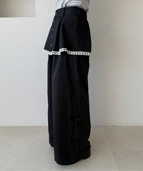 kutir（クティール）の「レースリボンレイヤードパンツ（その他パンツ・レディース・アイボリー/ブラック/チャコールグレー・SMALL/MEDIUM）」の10枚目の写真
