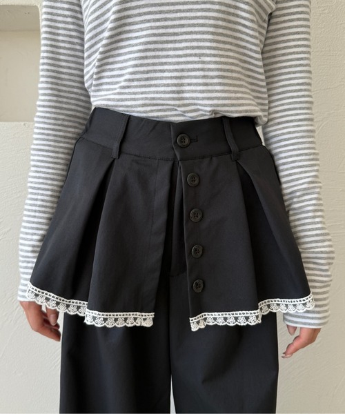 kutir（クティール）の「レースリボンレイヤードパンツ（その他パンツ・レディース・アイボリー/ブラック/チャコールグレー・SMALL/MEDIUM）」の21枚目の写真