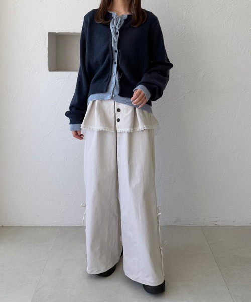 kutir（クティール）の「レースリボンレイヤードパンツ（その他パンツ・レディース・アイボリー/ブラック/チャコールグレー・SMALL/MEDIUM）」の6枚目の写真