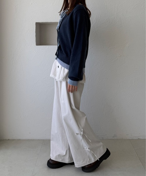 kutir（クティール）の「レースリボンレイヤードパンツ（その他パンツ・レディース・アイボリー/ブラック/チャコールグレー・SMALL/MEDIUM）」の7枚目の写真