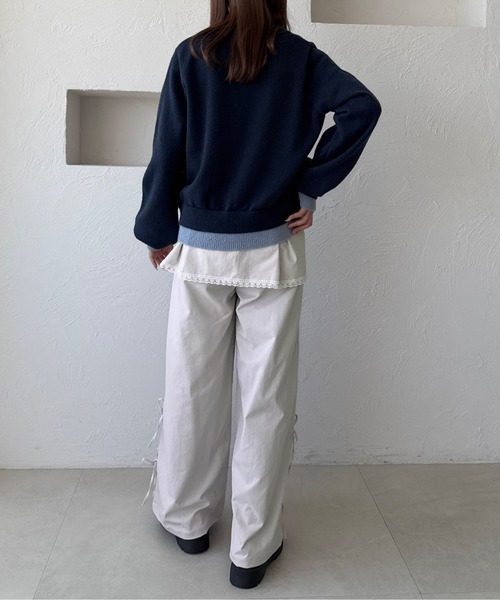 kutir（クティール）の「レースリボンレイヤードパンツ（その他パンツ・レディース・アイボリー/ブラック/チャコールグレー・SMALL/MEDIUM）」の8枚目の写真