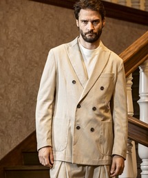 1PIU1UGUALE3  RELAX （ウノピゥウノウグァーレトレ リラックス）の「1PIU1UGUALE3 RELAX(ウノピゥウノウグァーレトレ リラックス)リネンブレンド ダブルピークドジャケット（テーラードジャケット）」