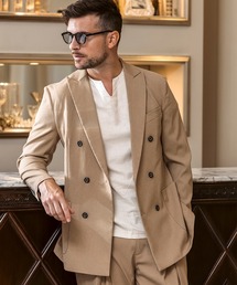 1PIU1UGUALE3  RELAX （ウノピゥウノウグァーレトレ リラックス）の「1PIU1UGUALE3 RELAX(ウノピゥウノウグァーレトレ リラックス)リネンブレンド ダブルピークドジャケット（テーラードジャケット）」