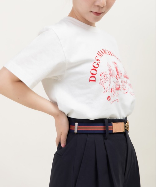 CHILD WOMAN（チャイルドウーマン）の「16/-空紡糸天竺 犬の鼓笛隊プリントTシャツ（Tシャツ/カットソー・レディース・ピンク/サックスブルー/ホワイト・FREE）」の19枚目の写真