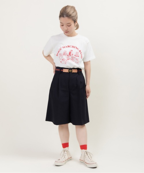 CHILD WOMAN（チャイルドウーマン）の「16/-空紡糸天竺 犬の鼓笛隊プリントTシャツ（Tシャツ/カットソー・レディース・ピンク/サックスブルー/ホワイト・FREE）」の22枚目の写真