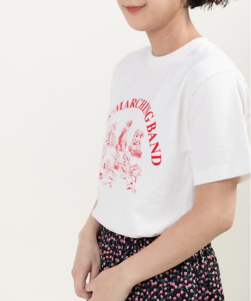 CHILD WOMAN（チャイルドウーマン）の「16/-空紡糸天竺 犬の鼓笛隊プリントTシャツ（Tシャツ/カットソー・レディース・ピンク/サックスブルー/ホワイト・FREE）」の9枚目の写真