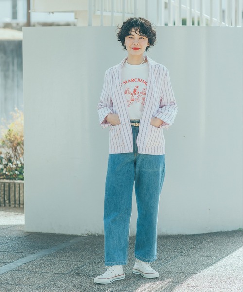 CHILD WOMAN（チャイルドウーマン）の「16/-空紡糸天竺 犬の鼓笛隊プリントTシャツ（Tシャツ/カットソー・レディース・ピンク/サックスブルー/ホワイト・FREE）」の7枚目の写真