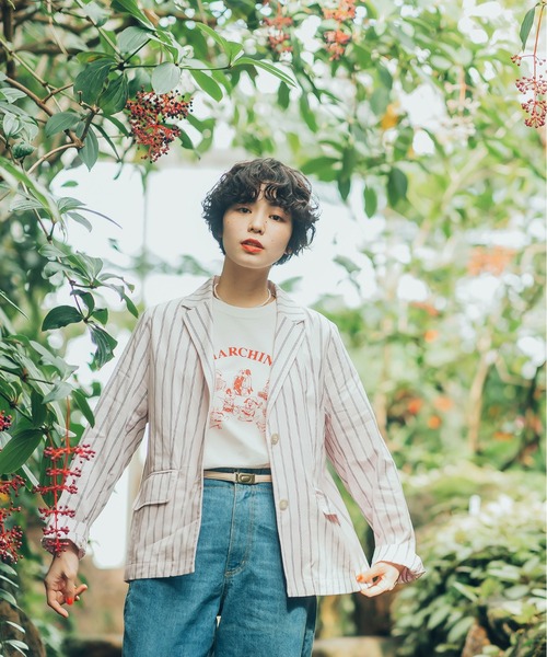 CHILD WOMAN（チャイルドウーマン）の「16/-空紡糸天竺 犬の鼓笛隊プリントTシャツ（Tシャツ/カットソー・レディース・ピンク/サックスブルー/ホワイト・FREE）」の5枚目の写真