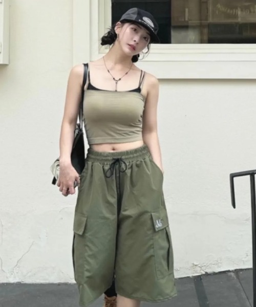 MUCENT（ムセント）の「◇MUCENT◇ブランド直輸入正規品/LAUREL POLY BERMUDA HALF PANTS ラウレル バミューダ ポリエステルナイロン ハーフパンツ 男女共用（その他パンツ・レディース・カーキ/ブラック・FREE）」の3枚目の写真