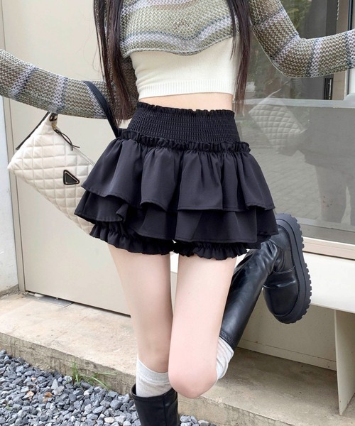 Per sist ence(パーシエンス)の「ティアードフリルミニスカパン(インナーパンツ付き)(スカート・レディース・ブラック/ホワイト・FREE)」の15枚目の写真