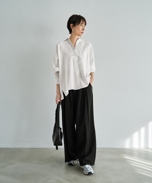 STYLE DELI（スタイルデリ）の「【LUXE】しっとり落ち感ニュアンスシャツ（シャツ/ブラウス・レディース・アイボリー・FREE）」の9枚目の写真