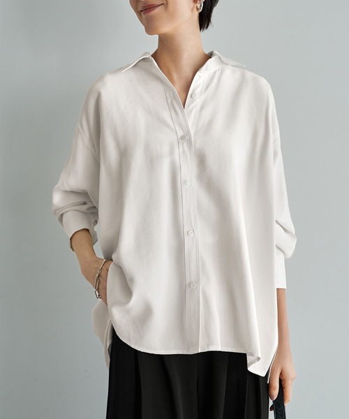 STYLE DELI（スタイルデリ）の「【LUXE】しっとり落ち感ニュアンスシャツ（シャツ/ブラウス・レディース・アイボリー・FREE）」の12枚目の写真