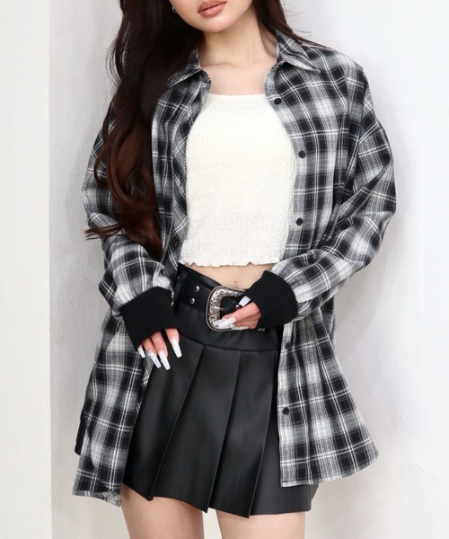 CECIL McBEE(セシルマクビー)の「袖口リブエコチェックシャツ(シャツ/ブラウス・レディース・ブラック/ブラウン・MEDIUM/LARGE)」の16枚目の写真