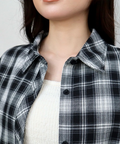 CECIL McBEE(セシルマクビー)の「袖口リブエコチェックシャツ(シャツ/ブラウス・レディース・ブラック/ブラウン・MEDIUM/LARGE)」の6枚目の写真