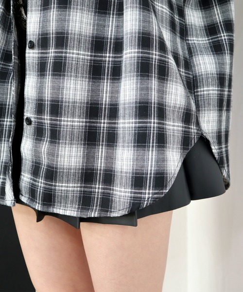 CECIL McBEE(セシルマクビー)の「袖口リブエコチェックシャツ(シャツ/ブラウス・レディース・ブラック/ブラウン・MEDIUM/LARGE)」の9枚目の写真