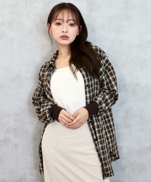 CECIL McBEE(セシルマクビー)の「袖口リブエコチェックシャツ(シャツ/ブラウス・レディース・ブラック/ブラウン・MEDIUM/LARGE)」の10枚目の写真