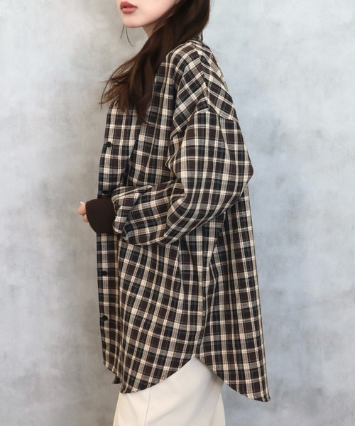 CECIL McBEE(セシルマクビー)の「袖口リブエコチェックシャツ(シャツ/ブラウス・レディース・ブラック/ブラウン・MEDIUM/LARGE)」の12枚目の写真