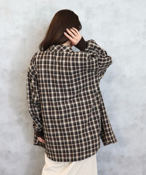 CECIL McBEE(セシルマクビー)の「袖口リブエコチェックシャツ(シャツ/ブラウス・レディース・ブラック/ブラウン・MEDIUM/LARGE)」の13枚目の写真