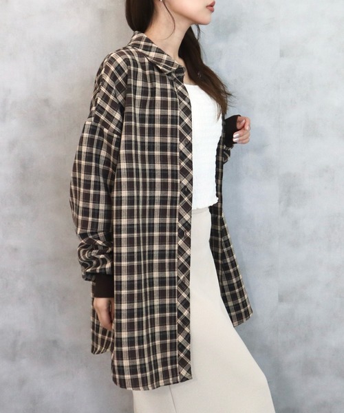 CECIL McBEE(セシルマクビー)の「袖口リブエコチェックシャツ(シャツ/ブラウス・レディース・ブラック/ブラウン・MEDIUM/LARGE)」の14枚目の写真