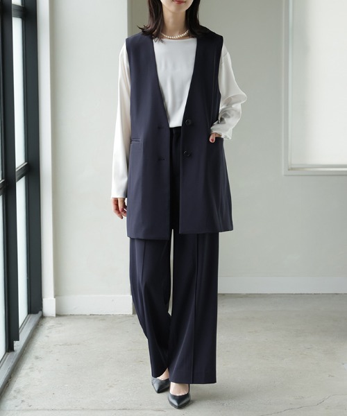 HUG.U（ハグユー）の「「今っぽフォーマル、ベストな答え。」 ジレ × パンツ 2点セット スーツ（スーツセット・レディース・アイボリー/ブラック/ネイビー・L(レギュラー丈)/M(レギュラー丈)/L(トール丈)/M(トール丈)）」の10枚目の写真