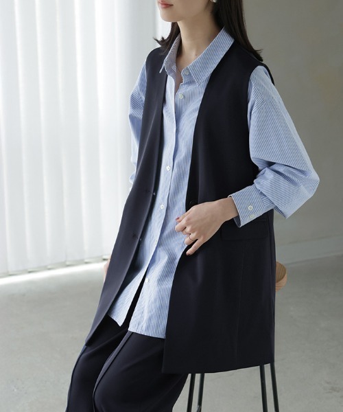 HUG.U（ハグユー）の「「今っぽフォーマル、ベストな答え。」 ジレ × パンツ 2点セット スーツ（スーツセット・レディース・アイボリー/ブラック/ネイビー・L(レギュラー丈)/M(レギュラー丈)/L(トール丈)/M(トール丈)）」の15枚目の写真