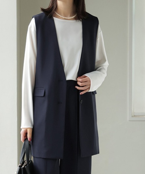 HUG.U（ハグユー）の「「今っぽフォーマル、ベストな答え。」 ジレ × パンツ 2点セット スーツ（スーツセット・レディース・アイボリー/ブラック/ネイビー・L(レギュラー丈)/M(レギュラー丈)/L(トール丈)/M(トール丈)）」の13枚目の写真