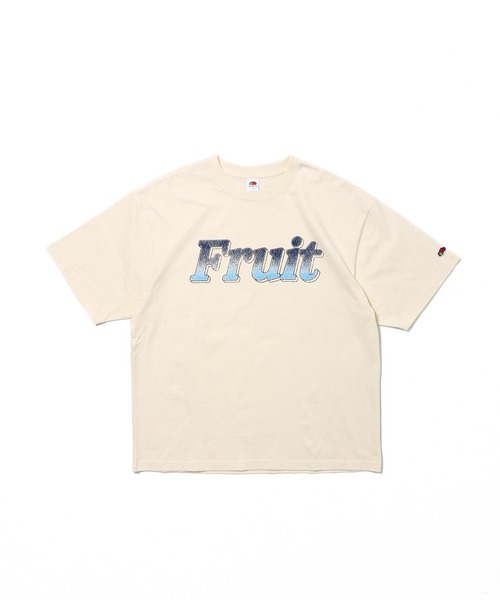 FRUIT OF THE LOOM(フルーツオブザルーム)の「19/-スラブ天竺Tシャツ3 / Fruit ロゴ プリント 半袖 Tシャツ / ヴィンテージ風(Tシャツ/カットソー・メンズ・ピンク/アイボリー/サックスブルー/チャコールグレー・L/M/S)」の1枚目の写真