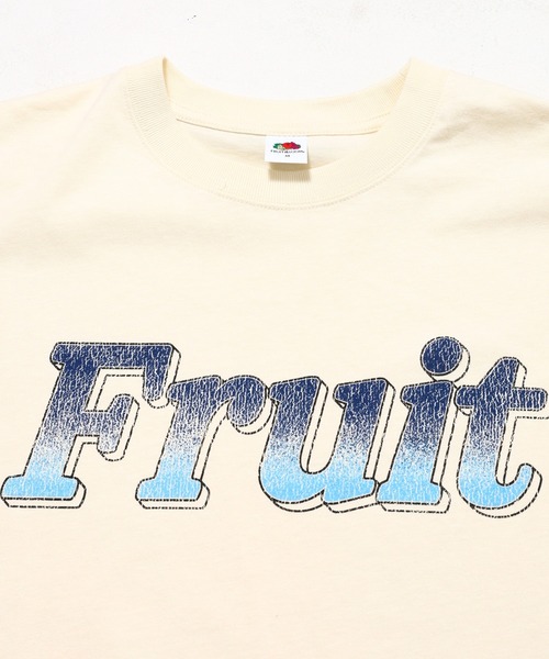 FRUIT OF THE LOOM(フルーツオブザルーム)の「19/-スラブ天竺Tシャツ3 / Fruit ロゴ プリント 半袖 Tシャツ / ヴィンテージ風(Tシャツ/カットソー・メンズ・ピンク/アイボリー/サックスブルー/チャコールグレー・L/M/S)」の9枚目の写真
